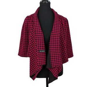 Le Chateau Vintage Pink Black Buffalo Plaid Open Front Draped Jacket XXS Canada